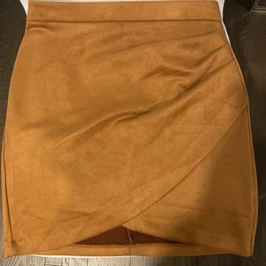 COPY - Ruched suede brown skirt